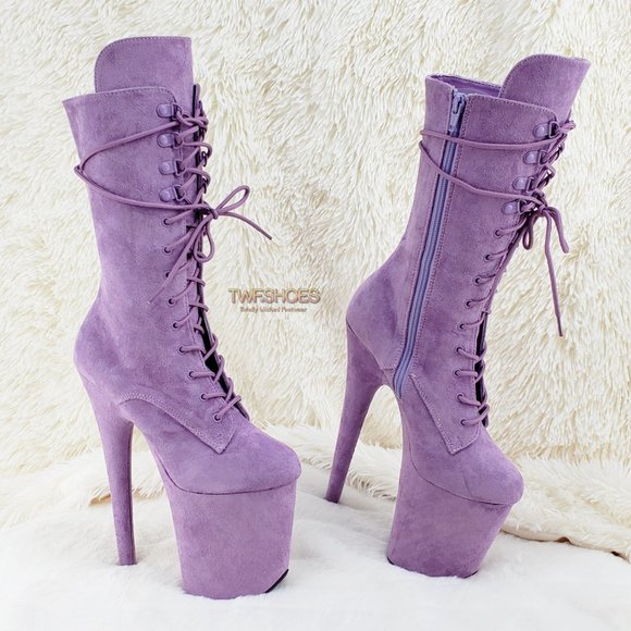Flamingo 1050 Lilac 8" High Heel Ankle Calf Boots - Picture 14 of 16